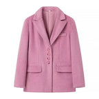 2026 Women Winter Blazer Coat Turn Down Collar Warm Coat Turn Down Collar Fashion Design Blazer Feminino Tops Clothes