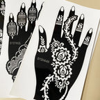 Flower Pattern Tattoo Stencils for Women Hollow Henna Tattoo Stencils for Hand Fingers Reusable Tattoo Templates Tattoo Tools