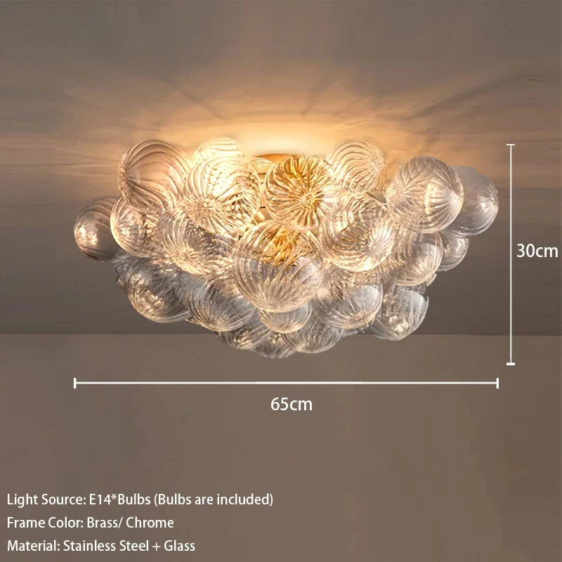 Mid century ribbed glass pendant light clear Glass Bubble ball lamp for dining room Restaurant Foyer Suspension Country lamp