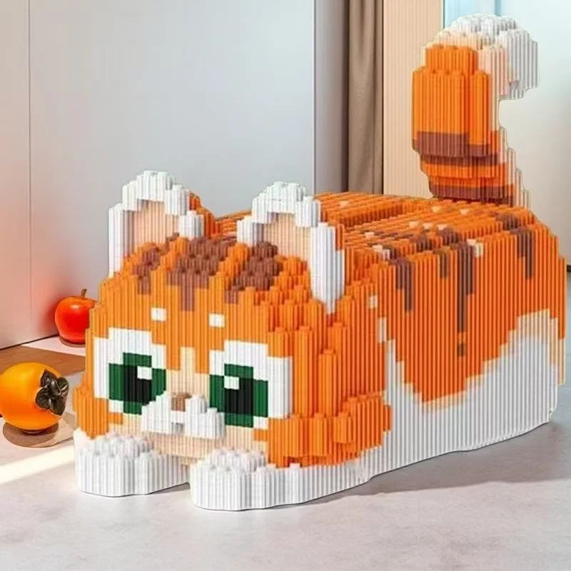 4655 Pieces of Cute Little Orange Cat Tissue Box Handmade Puzzle Model Kits, Ideal Halloween Gifts, Christmas Gifts/Thanksgiving Gifts, School Prizes