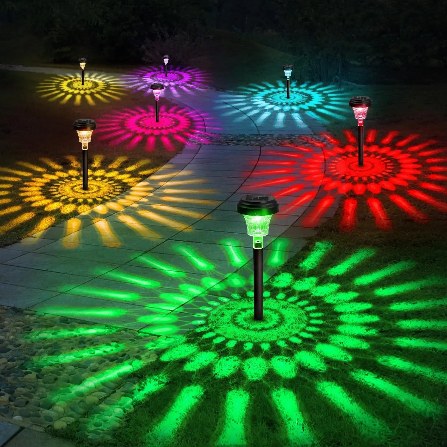 Solar Pathway Lights Outdoor Vibrant LED Mushroom Garden Stake Lighting for Walkways Lawns Driveways Landscapes Decorative