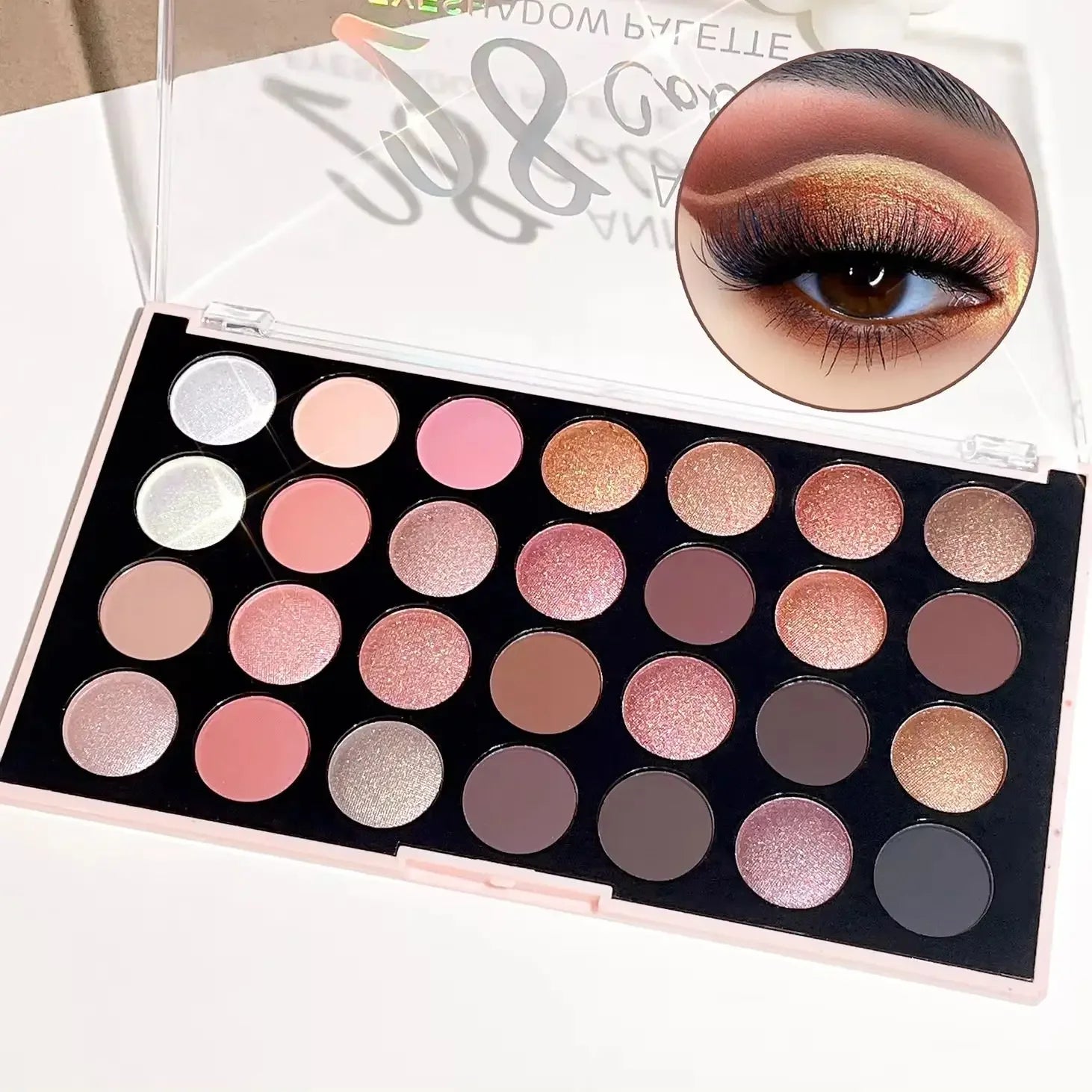 28-color eyeshadow palette, pearlescent matte, earthy tones, non-easy to fade, affordable multi-color eyeshadow palette