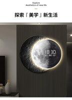 Advanced sense 2025 TV background wall light luxury moon sofa with clock living room circular porch mural lamp