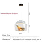 Modern Stylish Glass jar-shaped animal figurine LED Pendant Light Art Creative Lamps for Living Room Home Decoration Chandeliers