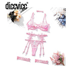 Diccvicc Floral Lingerie Solid Open Bra Fancy Thong Naked Women Underwear Uncensored Exotic Set Sensual Intimate Kit Sexy Outfit