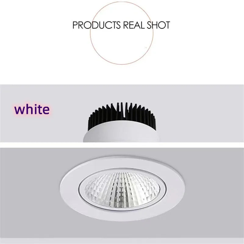 Dimmable Embedded LED Downlights 5W7W/9W12W15W/18W20W COB Ceiling Lights Spotlights Angle Adjustable AC90-260V CRI90 For Home