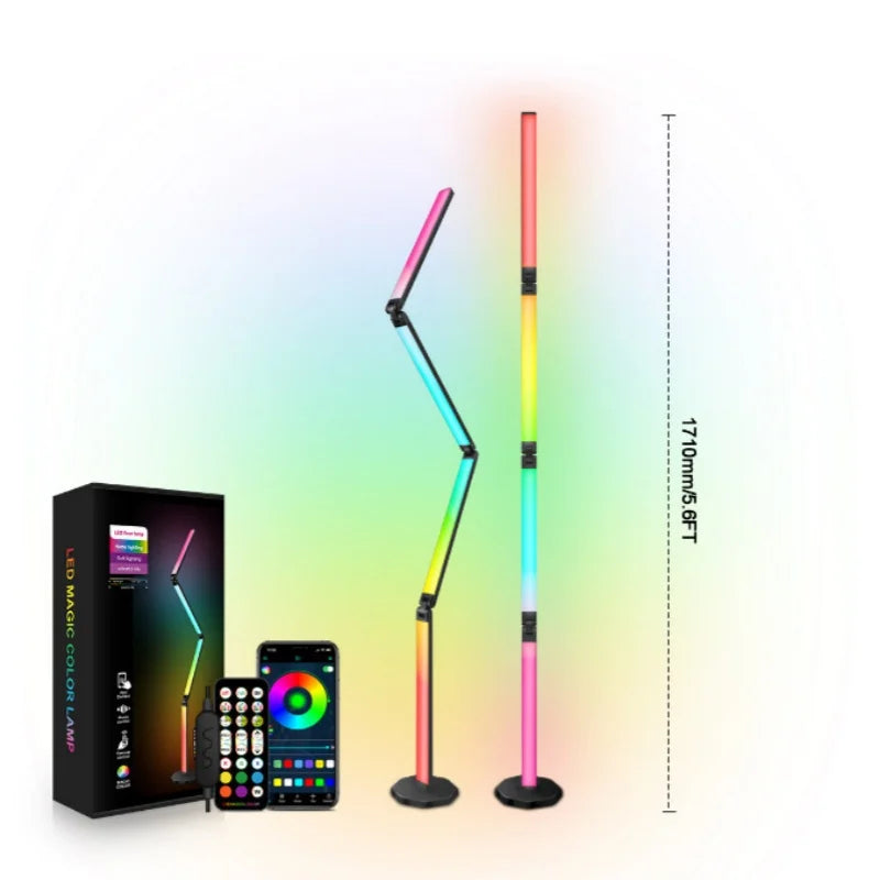 RGB Tuya WIFI Led Floor Lamp Folding DIY Styling Ambient Lighting Voice Controlled Rhythm Lamp for Living Room Bedroom Room Deco