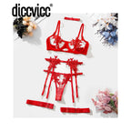Diccvicc Floral Lingerie Solid Open Bra Fancy Thong Naked Women Underwear Uncensored Exotic Set Sensual Intimate Kit Sexy Outfit
