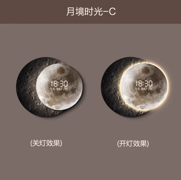 Advanced sense 2025 TV background wall light luxury moon sofa with clock living room circular porch mural lamp