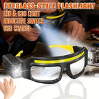 2 in 1 Headlamp Glasses 90 Degree Rotation Gesture Control System 5 Lighting Modes Waterproof Car Repair Outdoor Work Emergency