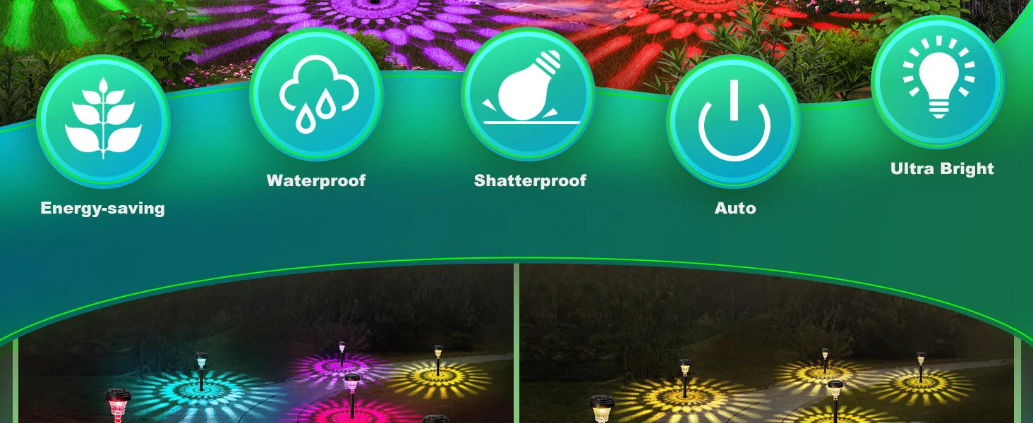 Solar Pathway Lights Outdoor Vibrant LED Mushroom Garden Stake Lighting for Walkways Lawns Driveways Landscapes Decorative