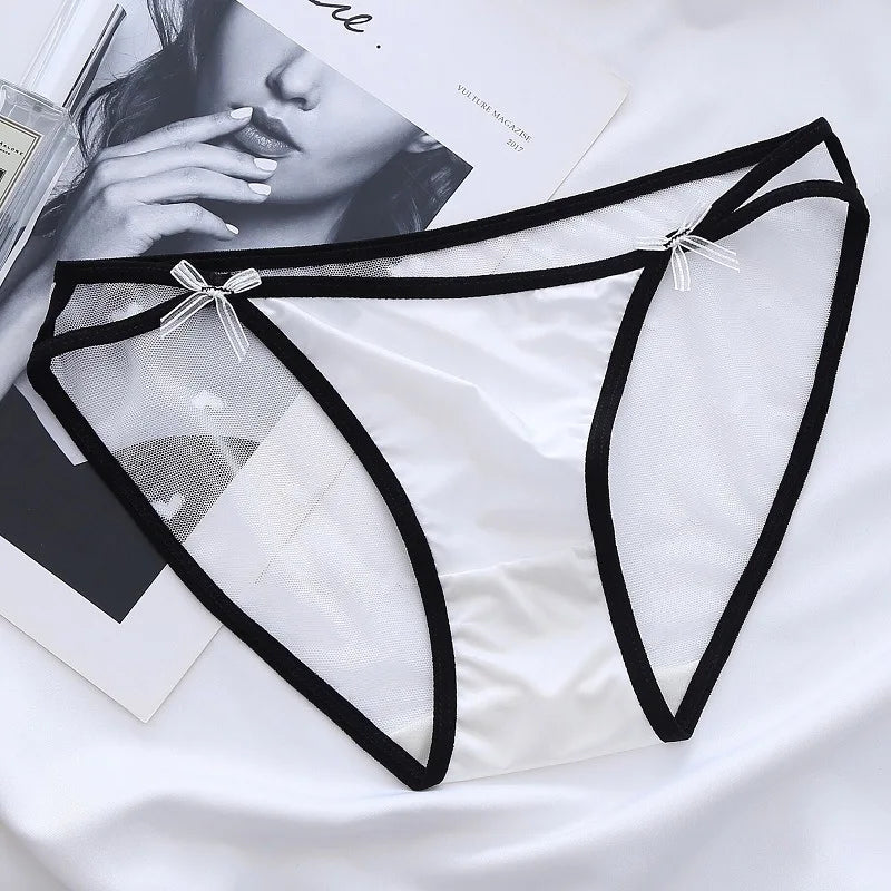 Women's Sexy Lace Underwear Panties Delicate Soft Comfortable Underpants Fashion Female Mesh Up Bow Low-Rise Briefs