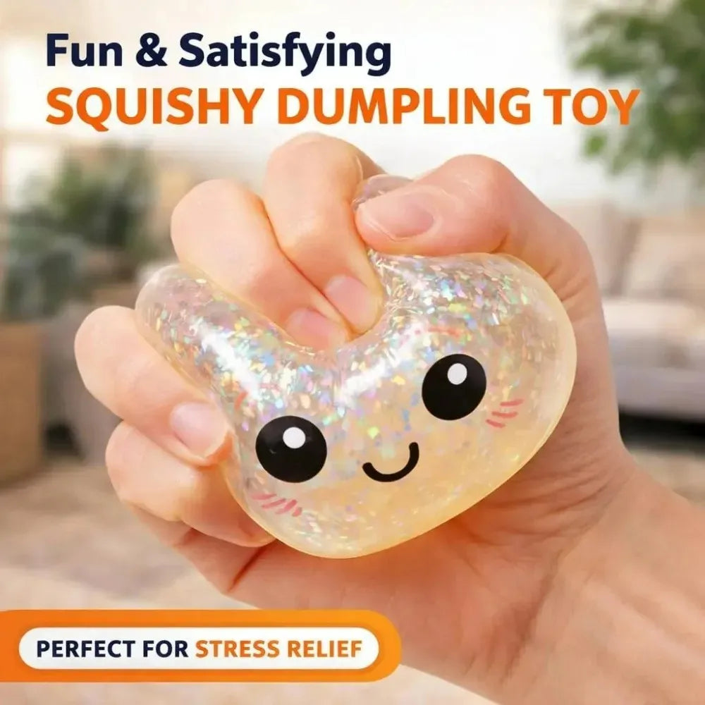 Glitter Dumpling, Simulation Dumpling Squishy Toy Adults Anxiety Relief Dumplings Fidget Toy Soft Squeeze Decompression Dough