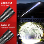Portable 9000000 Powerful Flashlight Aluminum Alloy Built-in 3x18650 Battery Rechargeable Telescopic Zoom Torch With Power Bank