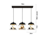 Modern Stylish Glass jar-shaped animal figurine LED Pendant Light Art Creative Lamps for Living Room Home Decoration Chandeliers