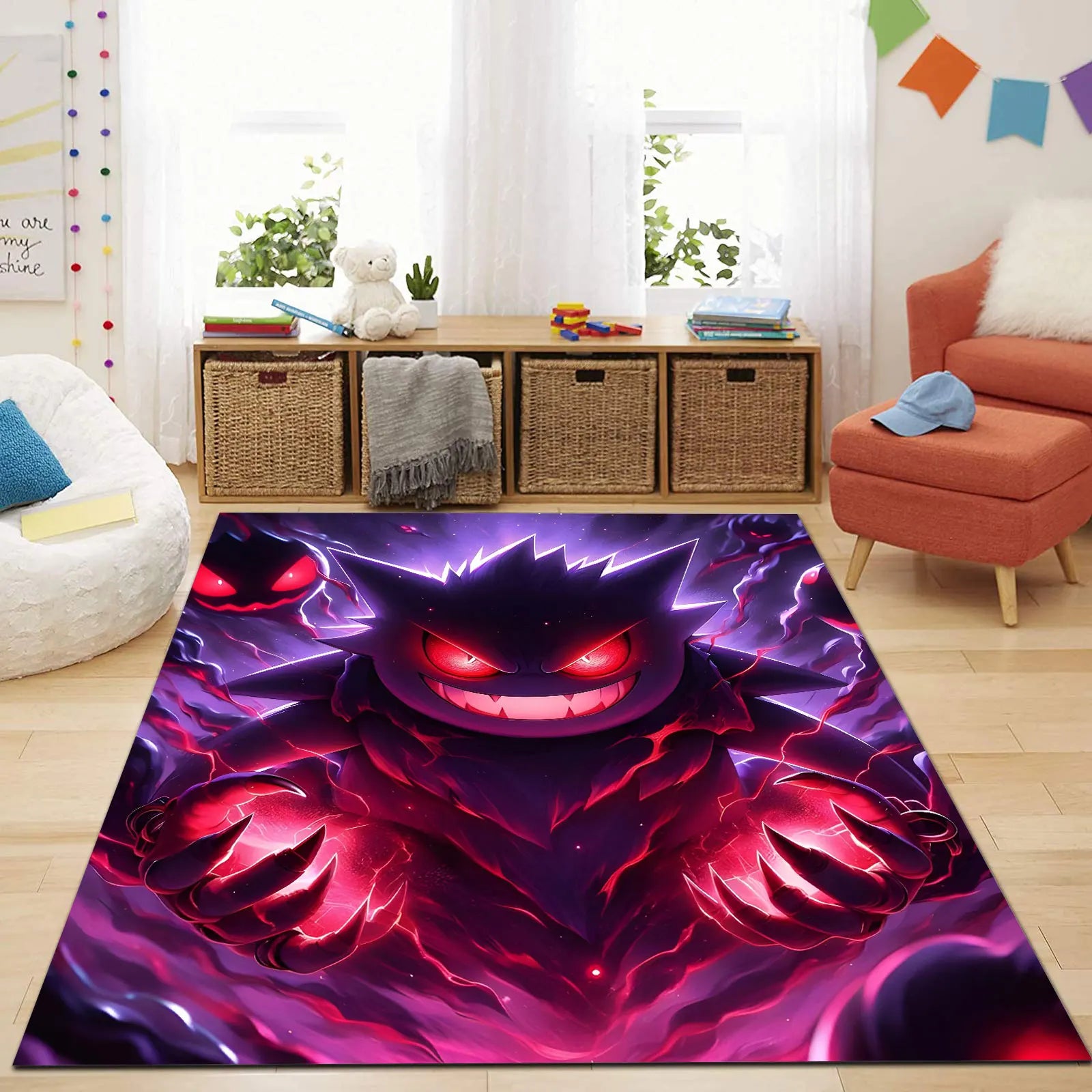 Next Day Shipping P-Pokemon Gengar Carpet Rug for Living Rooms Bedroom Bedside Floor Mat Area Rug Home Decor Gifts Potdemiel