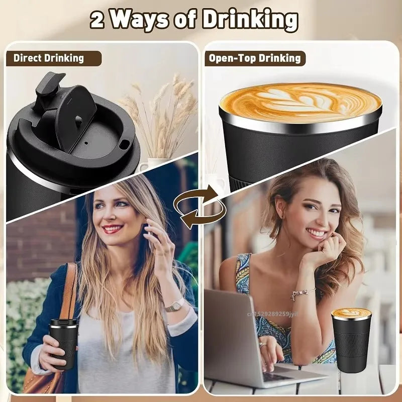 304 Stainless Steel Coffee Mug Insulated Travel Tumbler Leak-proof Thermal Cup for Hot Cold Drinks Portable Coffee Cup with Lid