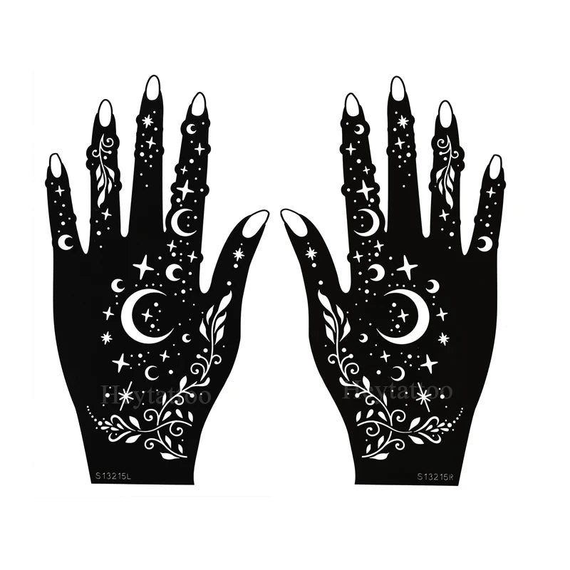 Flower Pattern Tattoo Stencils for Women Hollow Henna Tattoo Stencils for Hand Fingers Reusable Tattoo Templates Tattoo Tools