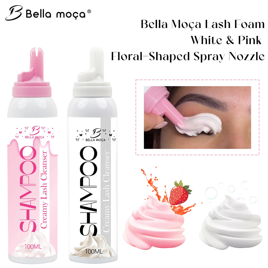 Bella moça 2pcs Lash Foam Mousse Cleansing Shampoo for Eyelash Extension 100ML Cream Mousse Makeup False Lashes Clean