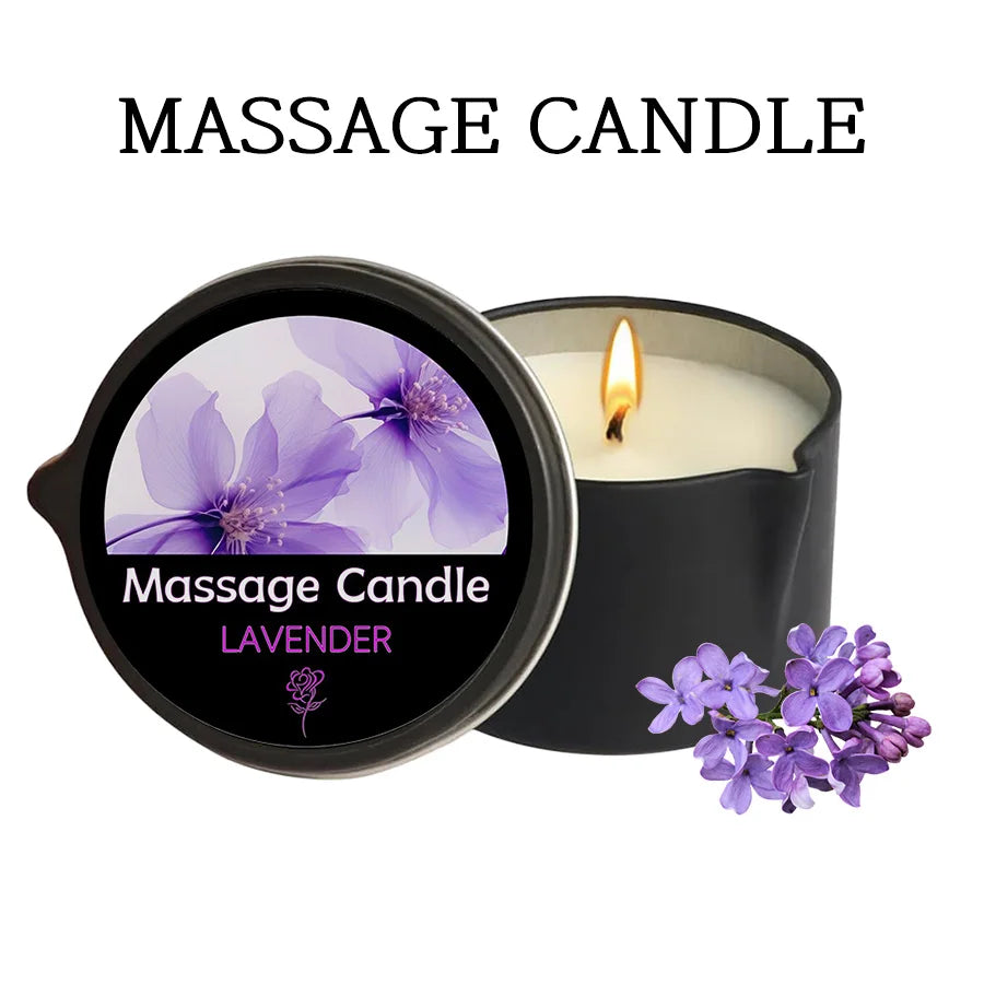Massage Candle - Essential Oil- Lavender, 2oz/56.7g Melts into Warm Massage Oil - Massage Oil Candle, Pour Spout
