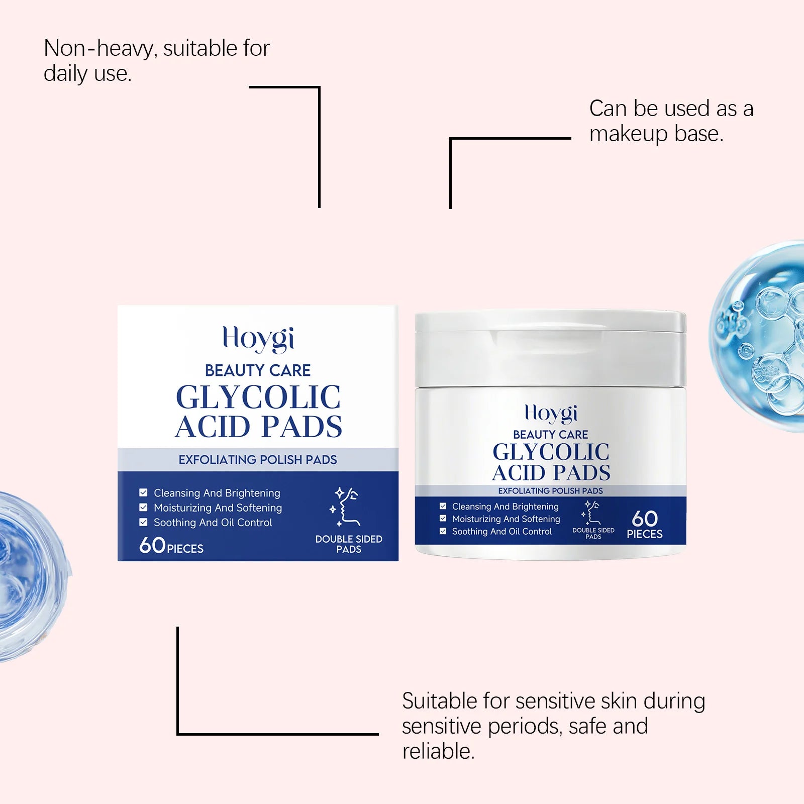 HOYGI Facial Cleansing Pads Glycerin Makeup Removal Skin Care Hydrating Cotton Pads Gentle Exfoliating Face Skin Clean Cloths