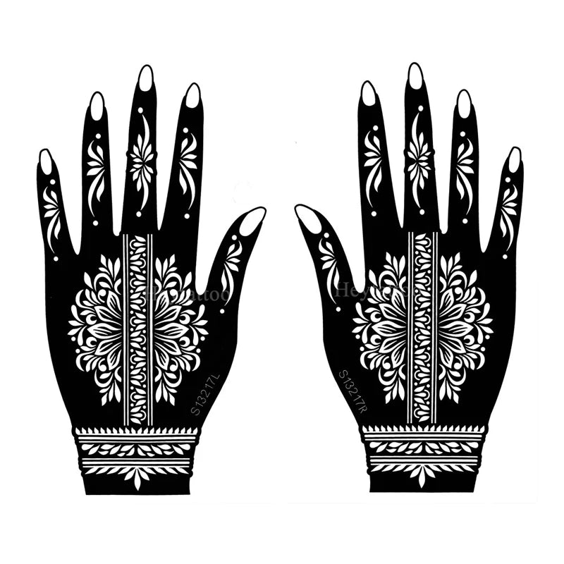 Flower Pattern Tattoo Stencils for Women Hollow Henna Tattoo Stencils for Hand Fingers Reusable Tattoo Templates Tattoo Tools