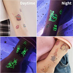 Easter Luminous Temporary Tattoos | Glow in The Dark Rabbit Bunny Eggs Chicks Flowers Waterproof Stickers for Party Gifts