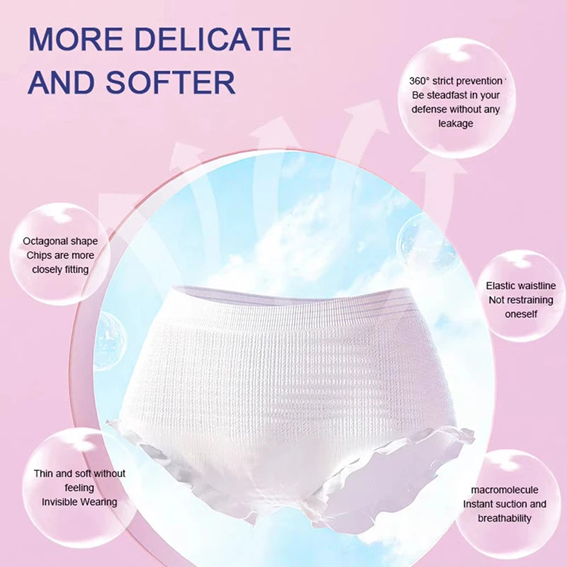 L/XL 3Pcs/Bag Disposable Menstrual Pad Underpants For Adult Women Breathable Quick Absorption Period Panties Postpartum Use