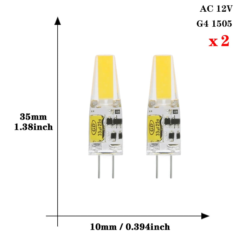 2pcs Mini COB LED Lamp AC/DC 12V 220V G4 G9 E14 Lampada LED Spotlight Light Bulbs Replace Halogen For Ceiling Lamp Chandelier