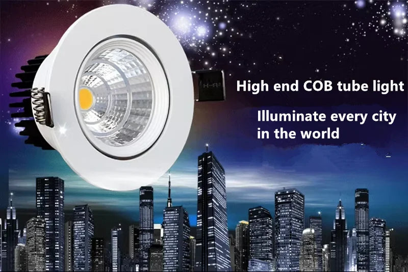 Dimmable Embedded LED Downlights 5W7W/9W12W15W/18W20W COB Ceiling Lights Spotlights Angle Adjustable AC90-260V CRI90 For Home