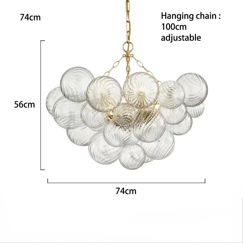 Mid century ribbed glass pendant light clear Glass Bubble ball lamp for dining room Restaurant Foyer Suspension Country lamp