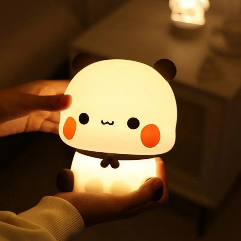LED Night Lights Cute Panda Silicone Lamp Battery powered Touch Night Lamp Bedside Decor 3 Modes Dimmable Kids Baby nightlight
