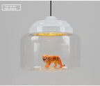 Modern Stylish Glass jar-shaped animal figurine LED Pendant Light Art Creative Lamps for Living Room Home Decoration Chandeliers