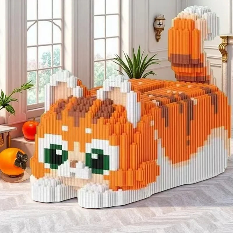 4655 Pieces of Cute Little Orange Cat Tissue Box Handmade Puzzle Model Kits, Ideal Halloween Gifts, Christmas Gifts/Thanksgiving Gifts, School Prizes