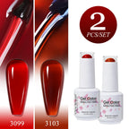 Clou Beaute 2pcs Translucent Pink Ruby Red Color Nail Gel Semi-Permanent Varnish Jelly Gel Nail Varnish French Nail Art 15ml