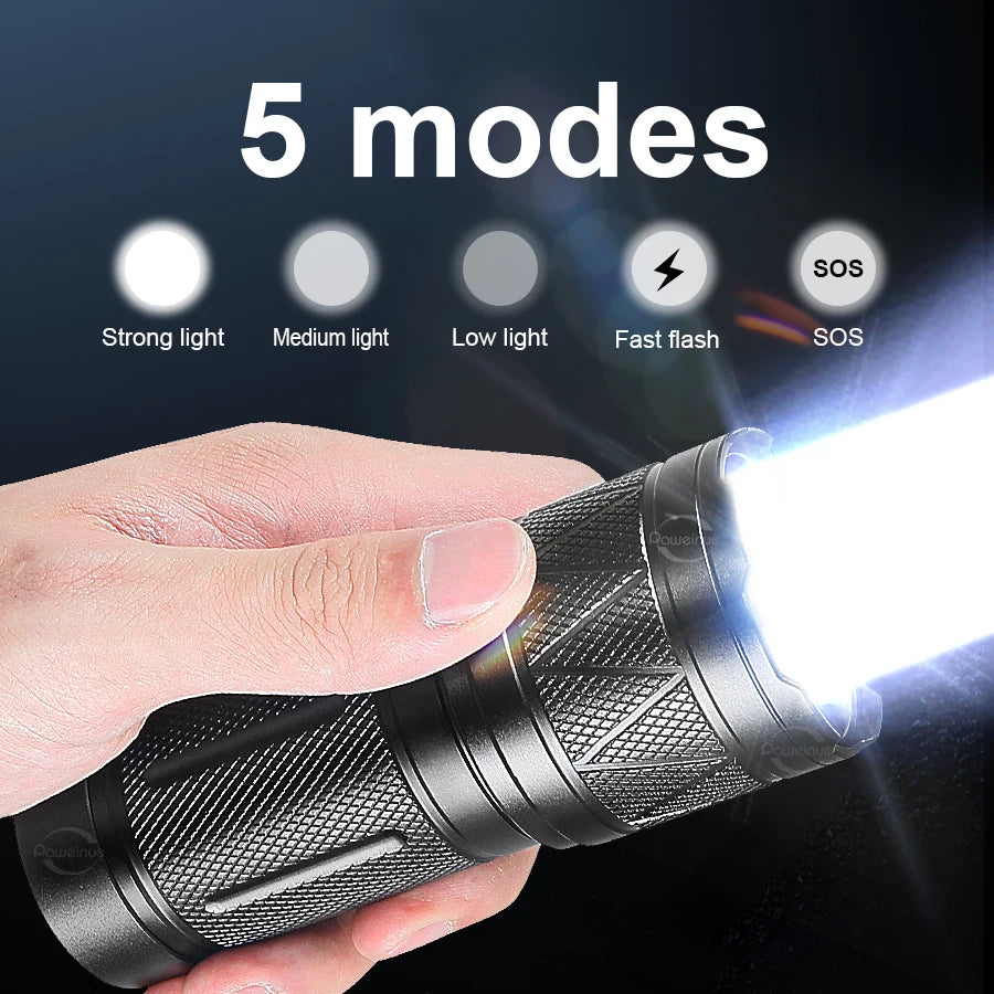 Portable 9000000 Powerful Flashlight Aluminum Alloy Built-in 3x18650 Battery Rechargeable Telescopic Zoom Torch With Power Bank