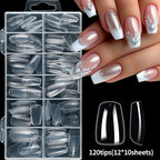 240/120pcs 8 Styles Clear Soft Gel Fake Nail Tips Full Cover Long Square Almond Acrylic Press On Nails Extension Nail Salon Tool