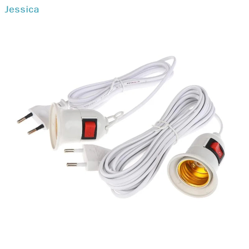 ♥EU Plug E27 Plug With Switch & Long Cable 3/5 Meters- Lamp Holder Power Cord For DIY Lighting & Electrical Appliances