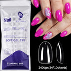 240/120pcs 8 Styles Clear Soft Gel Fake Nail Tips Full Cover Long Square Almond Acrylic Press On Nails Extension Nail Salon Tool