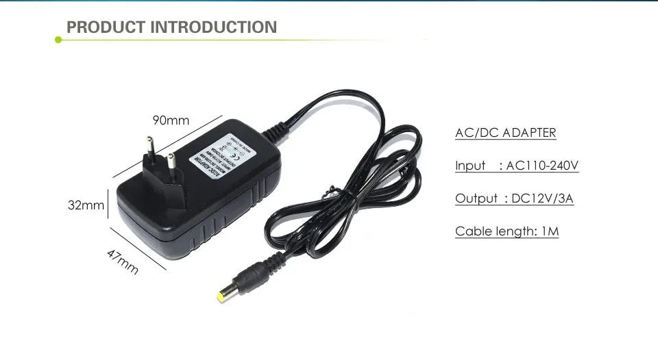12 Volt Power Supply Transformer AC 110V 220V  To DC 12V EU US Power Adapter Source Charger Converter DC12V 1A 2A 3A LED Driver