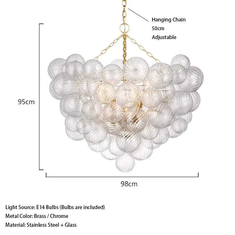 Mid century ribbed glass pendant light clear Glass Bubble ball lamp for dining room Restaurant Foyer Suspension Country lamp
