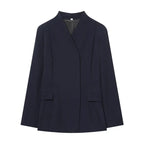 ETJ 2025 women's new fashion design three-dimensional cut high collar slim suit jacket & matching casual trousers