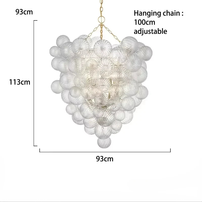 Mid century ribbed glass pendant light clear Glass Bubble ball lamp for dining room Restaurant Foyer Suspension Country lamp