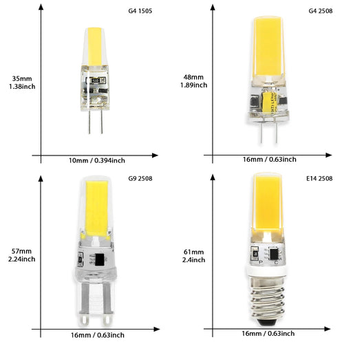 2pcs Mini COB LED Lamp AC/DC 12V 220V G4 G9 E14 Lampada LED Spotlight Light Bulbs Replace Halogen For Ceiling Lamp Chandelier
