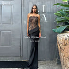 Qanz Modest Mermaid Evening Dress Strapless Lace Robe De Soirée Femme Sleeveless Long Women Vestidos De Gala 2026 Customized