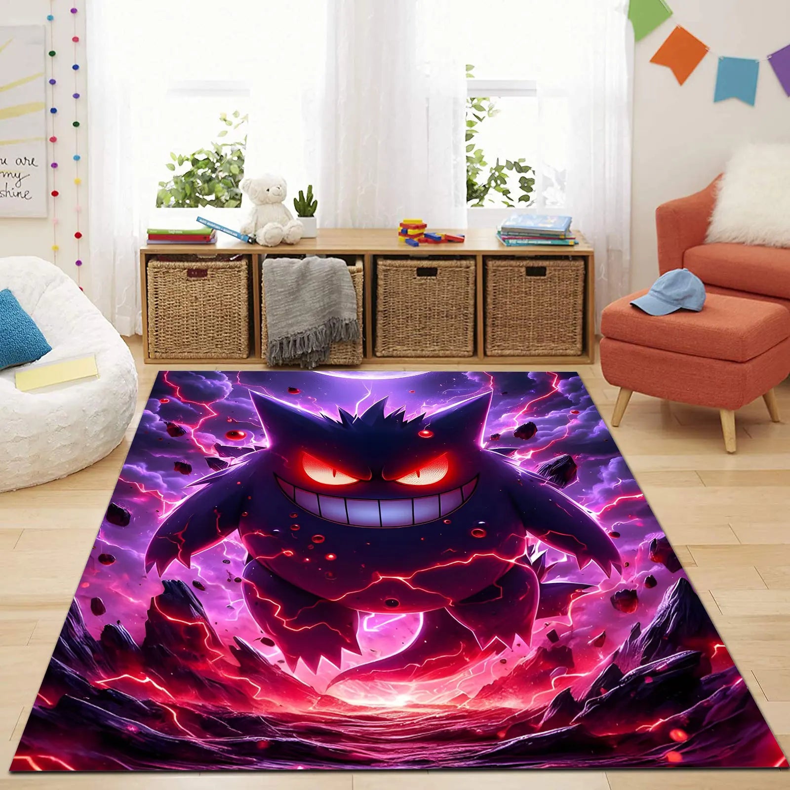 Next Day Shipping P-Pokemon Gengar Carpet Rug for Living Rooms Bedroom Bedside Floor Mat Area Rug Home Decor Gifts Potdemiel