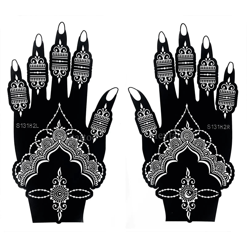 Flower Pattern Tattoo Stencils for Women Hollow Henna Tattoo Stencils for Hand Fingers Reusable Tattoo Templates Tattoo Tools