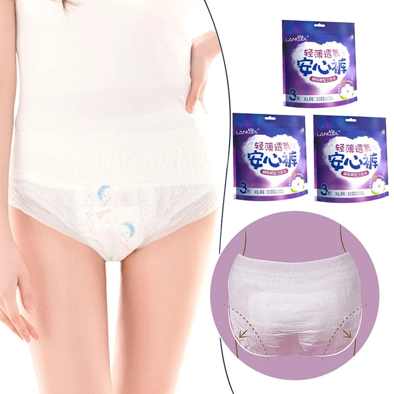 L/XL 3Pcs/Bag Disposable Menstrual Pad Underpants For Adult Women Breathable Quick Absorption Period Panties Postpartum Use
