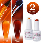 Clou Beaute 2pcs Translucent Pink Ruby Red Color Nail Gel Semi-Permanent Varnish Jelly Gel Nail Varnish French Nail Art 15ml