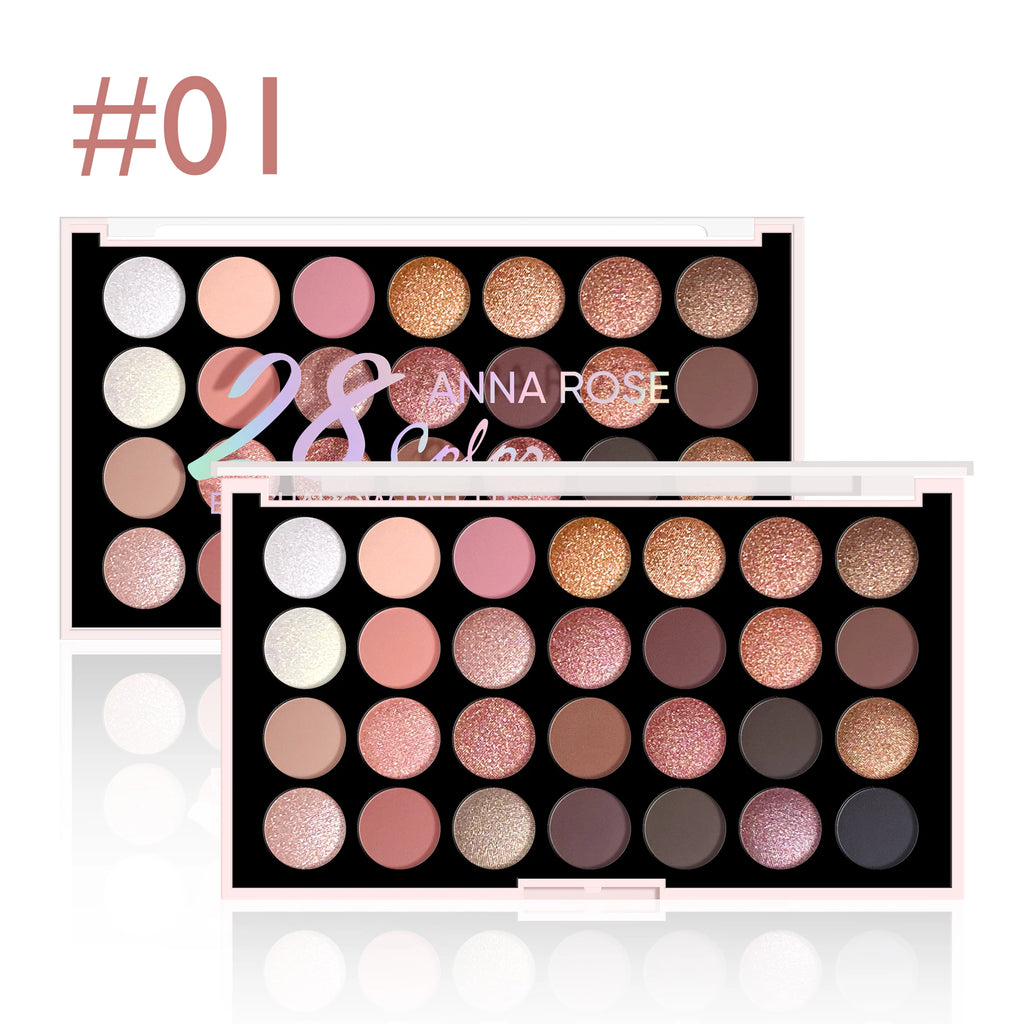 28-color eyeshadow palette, pearlescent matte, earthy tones, non-easy to fade, affordable multi-color eyeshadow palette